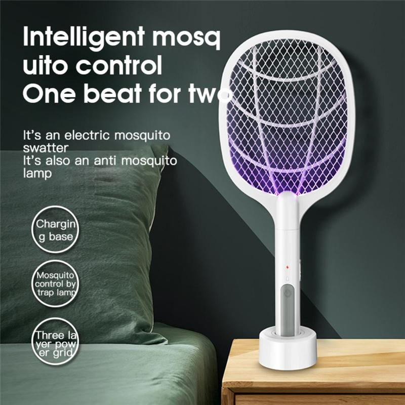 2 In 1 Electric Portable Mosquito Swatter Racket USB Rechargeable