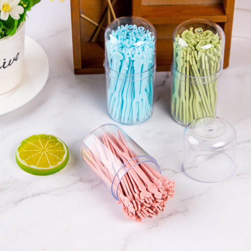 40 Pcs Plastic Cartoon Fruit Forks