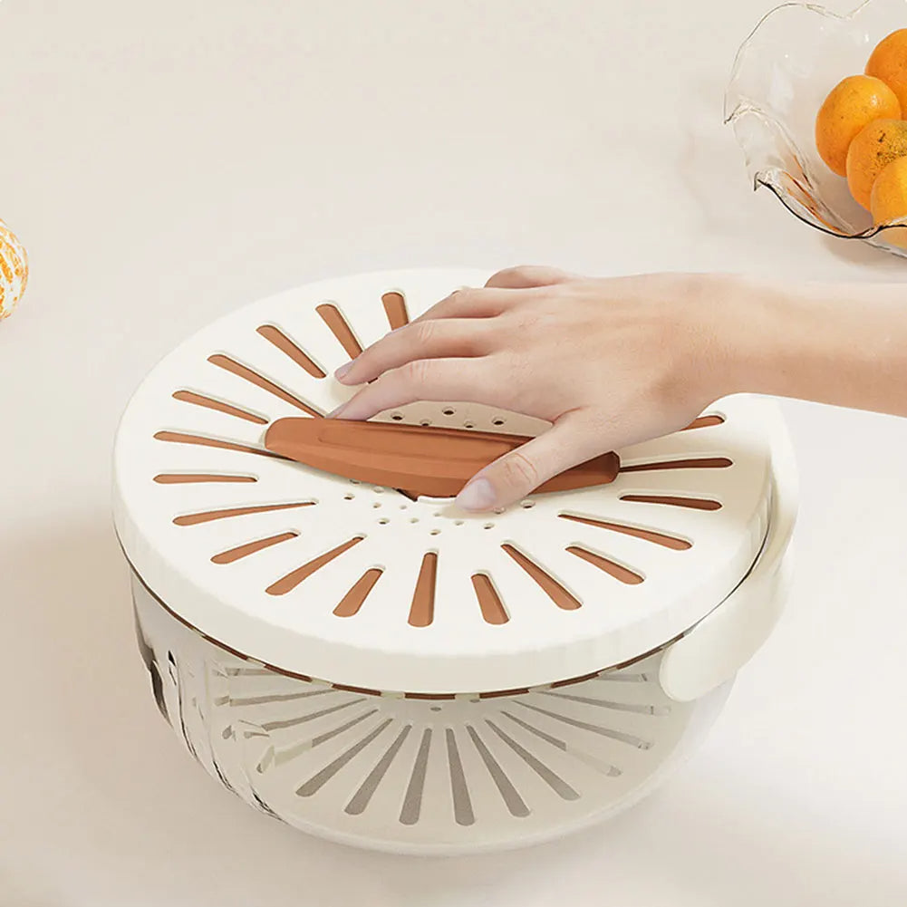 Multifunctional Fruit and Veggie Washing Bowl With Lid