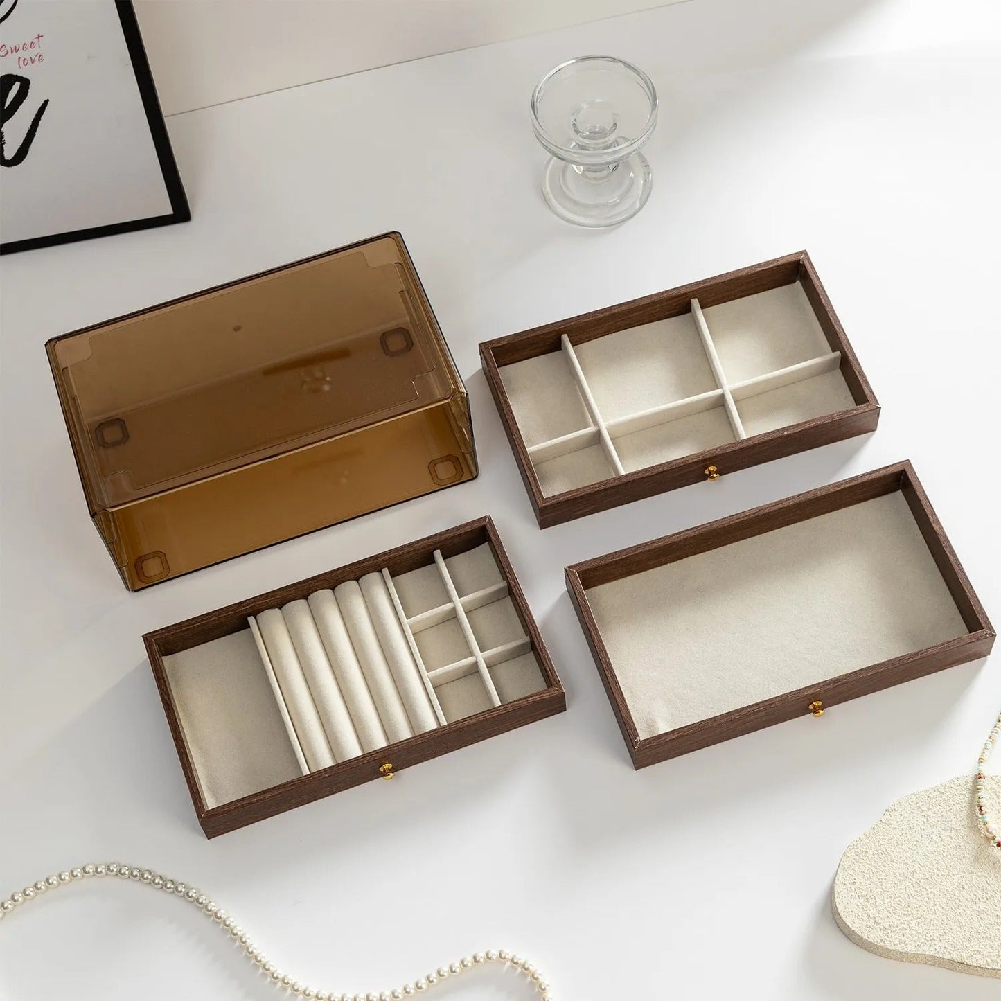 3 Layer Premium Wooden Jewelry Organizer Box