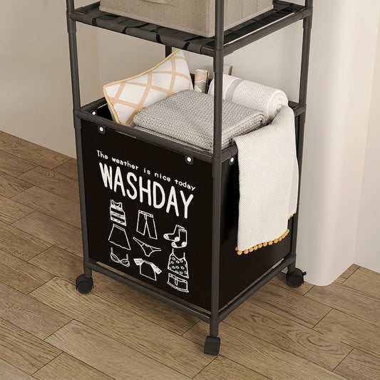 Modern 3-Section Laundry Basket with 360 Rotating Wheels