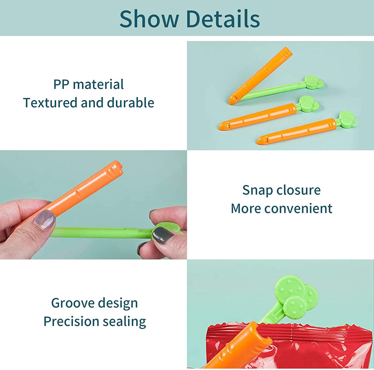 Pack Of 5 - Carrot Style Food Sealing Clip