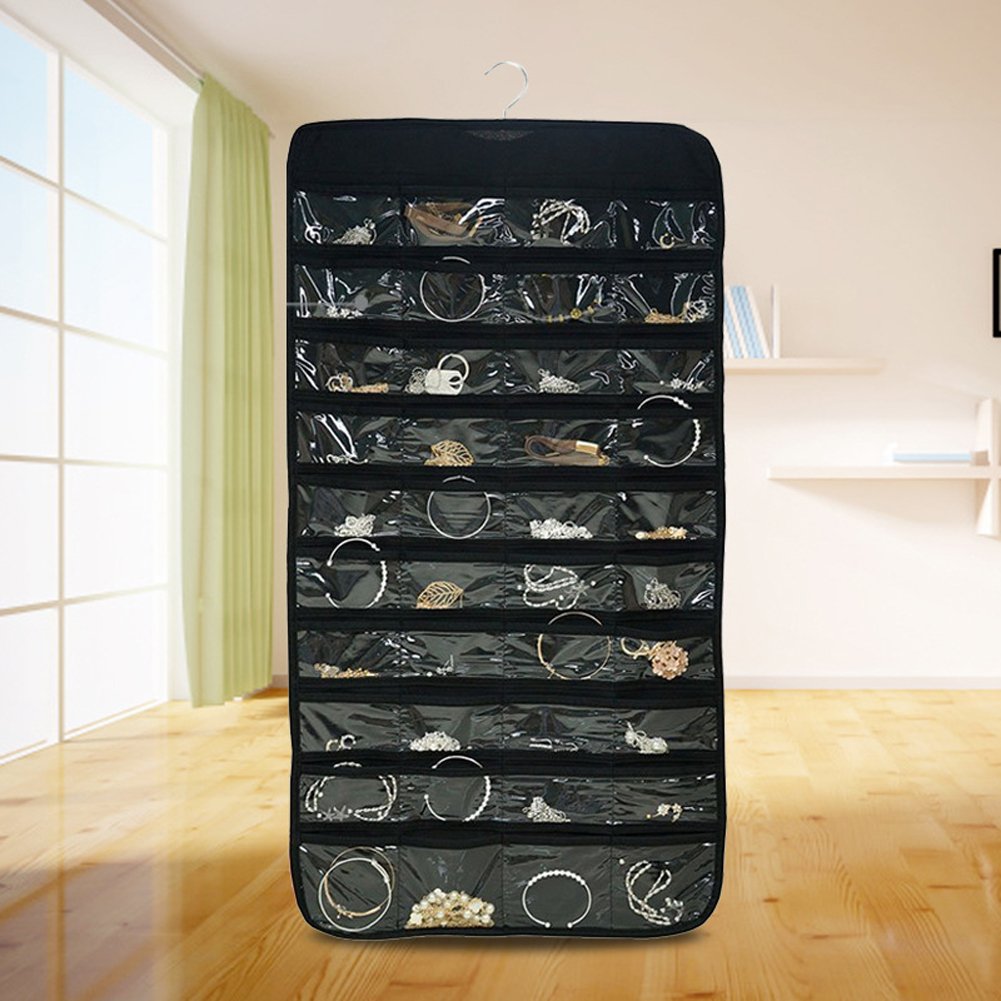 80 Pockets Clear PVC Double-sided Hanging Storage Bag. - Easy Wholesale