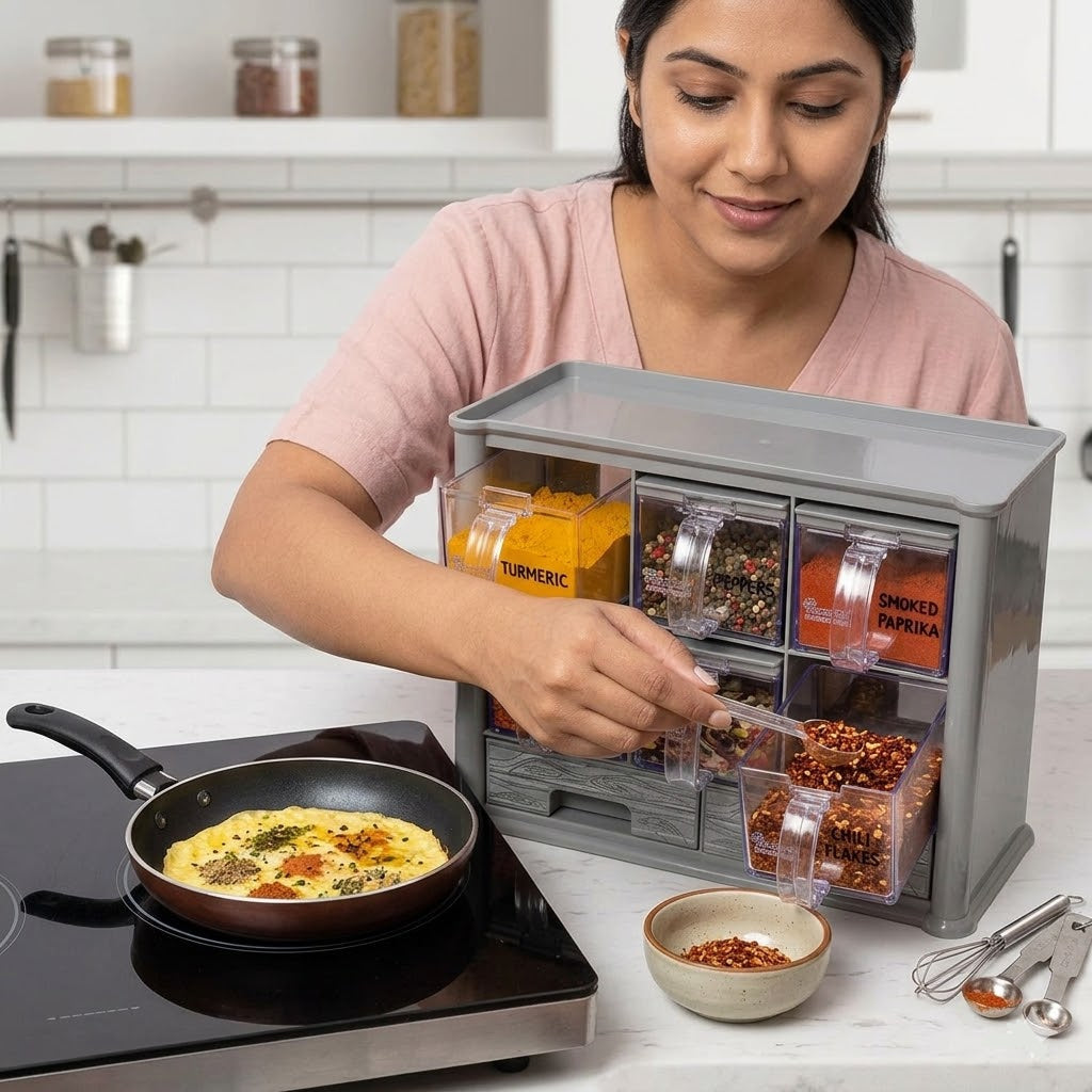 6 In 1 Spice Storage Jar with Drawer