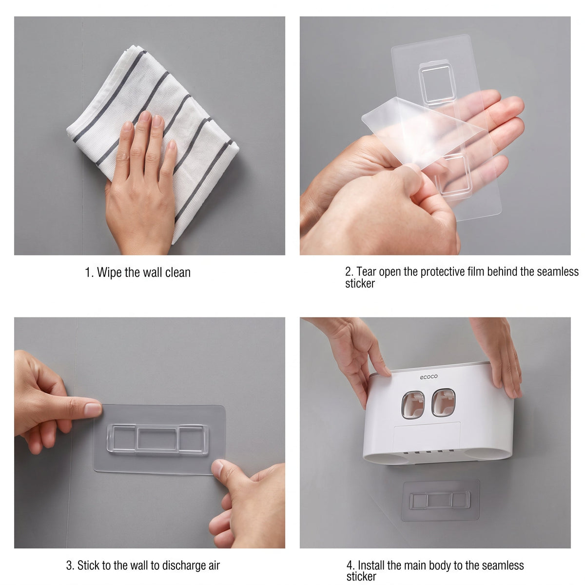 Wall Mounted Toothpaste Dispenser & Toothbrush Holder