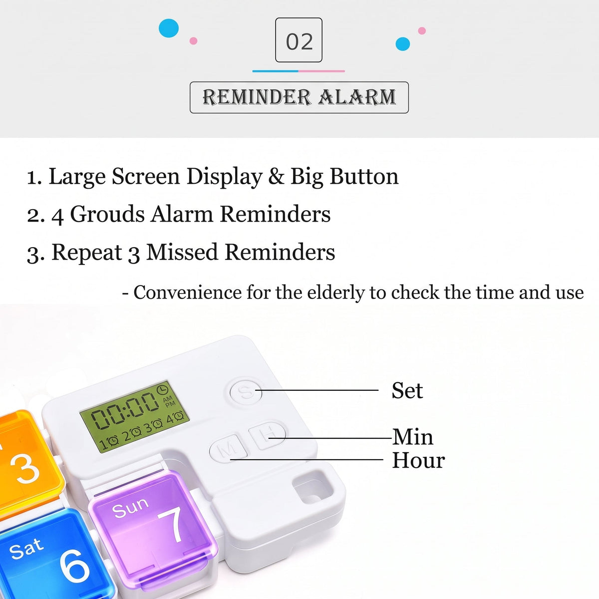 7-Day Smart Pill Organizer With Digital Reminder