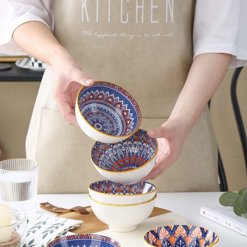 Creative Printed Ceramic Tableware Bowl Set