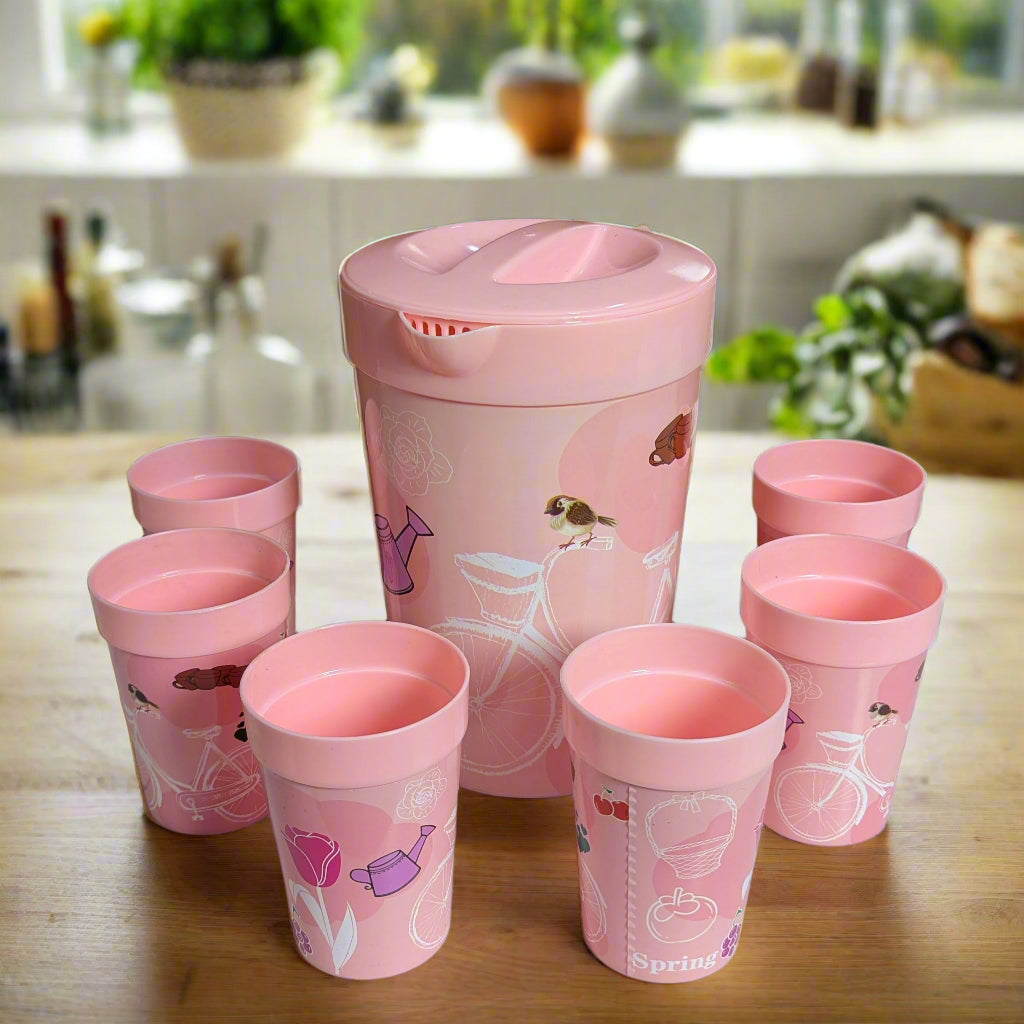 Portable Plastic Jug With 6 Glass