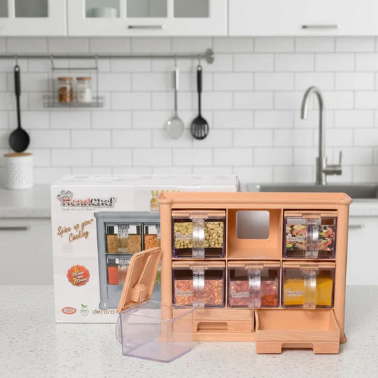 6 In 1 Spice Storage Jar with Drawer