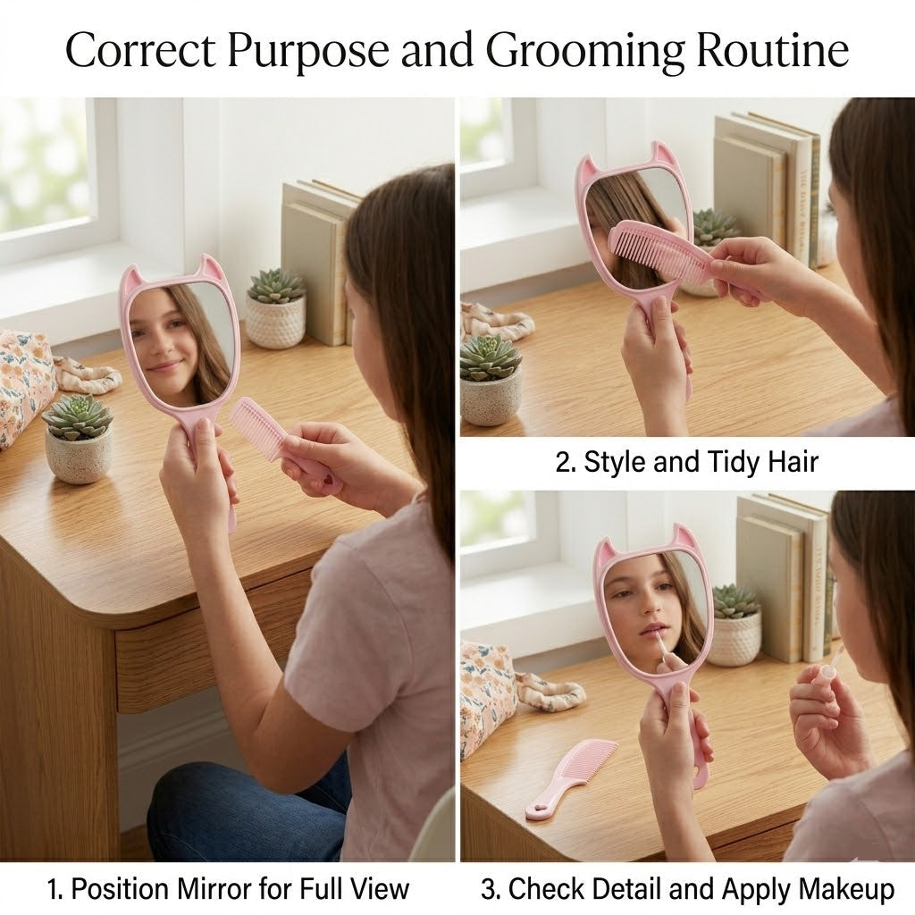 2 In 1 Hand Mirror Comb Set
