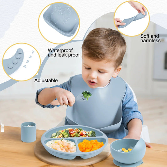 10PCs Baby Silicone Feeding Set