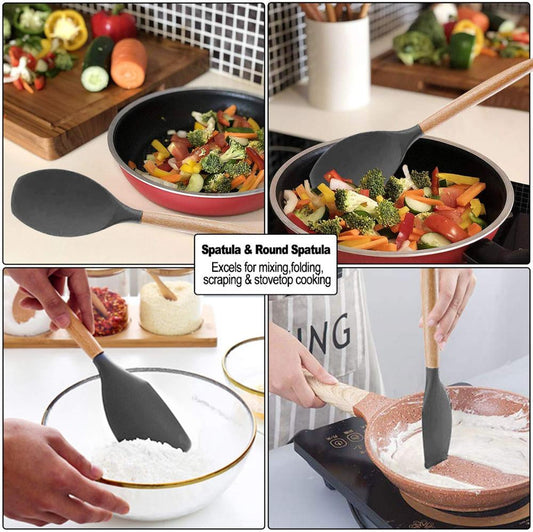 12 Pcs Silicone Kitchen Utensils Set with Stand