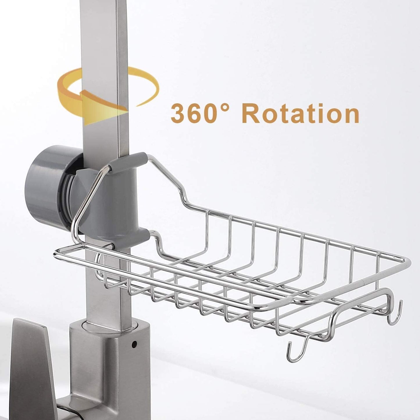 Adjustable Stainless Steel Sink Faucet Storage Rack Hanging Basket.