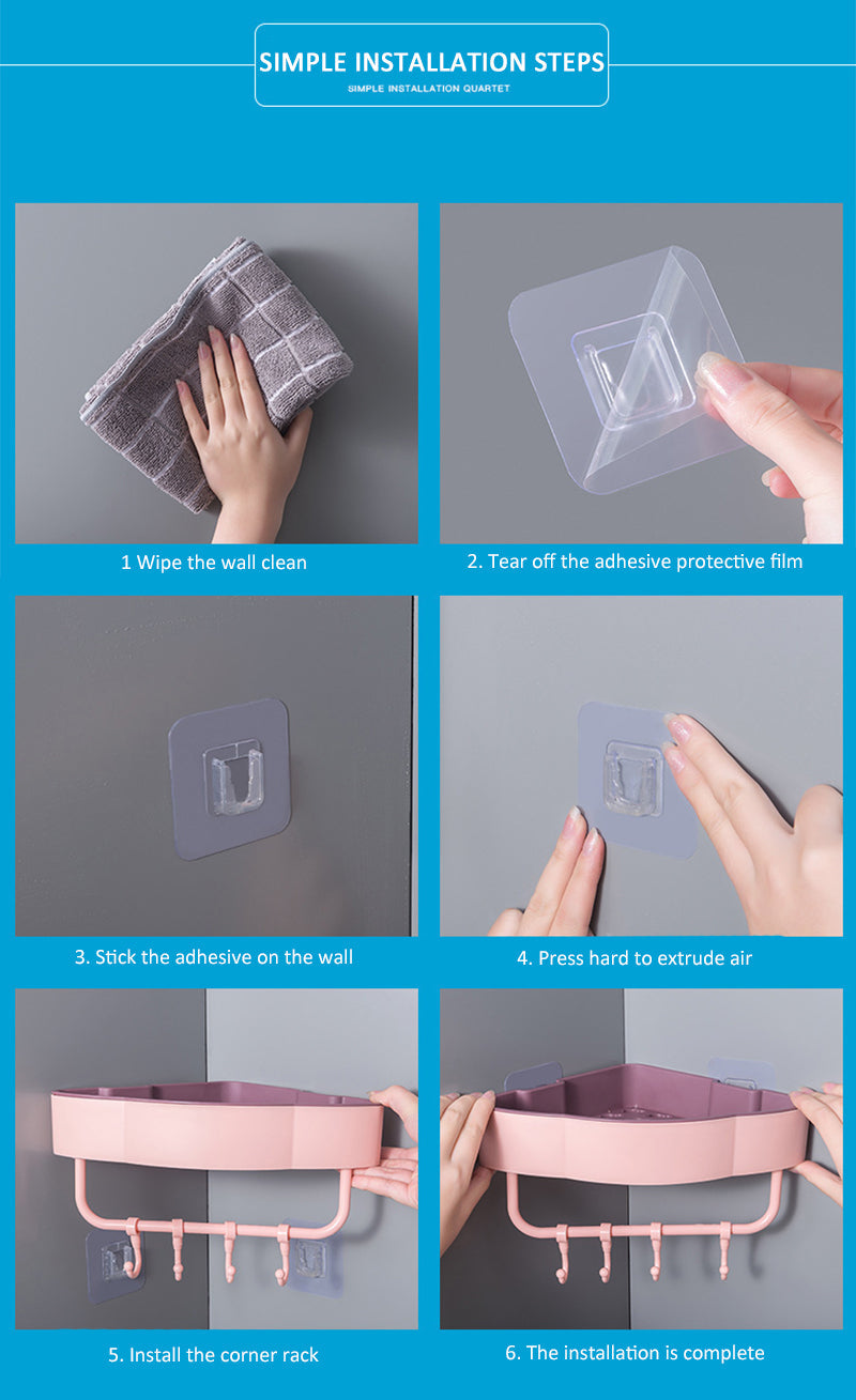 Self Adhesive Punch-Free Bathroom Shelf Storage Rack.
