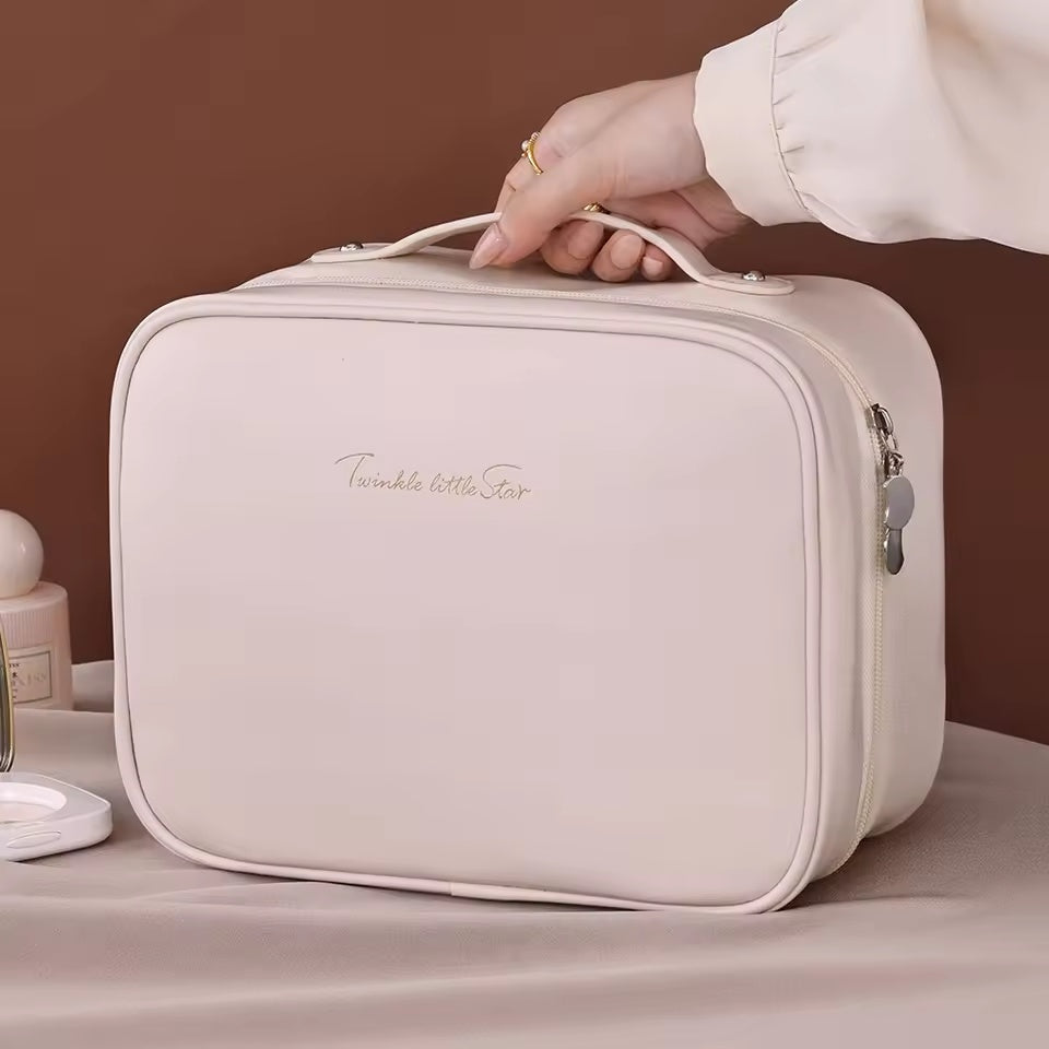 Multi Compartment Leather Cosmetic Bag
