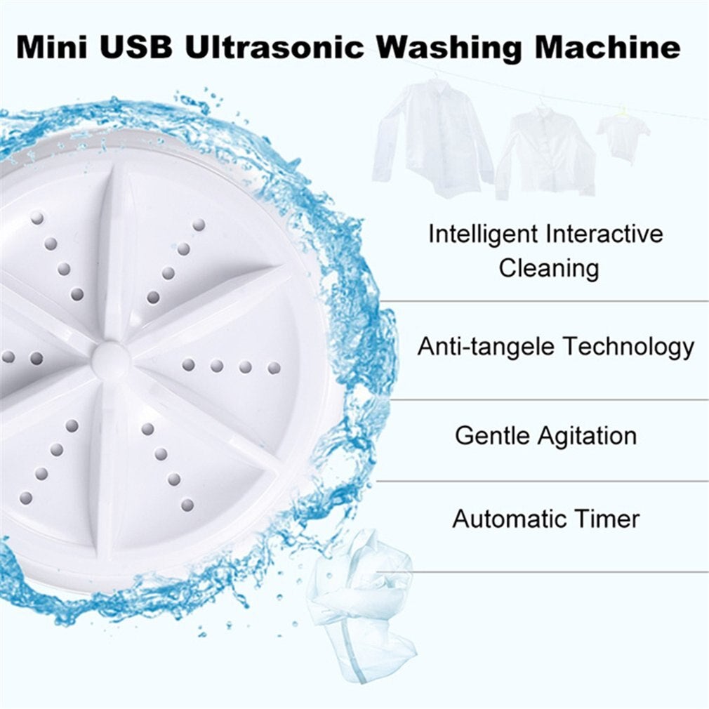 Mini Ultrasonic Washing Machine Portable Turbo Personal Rotating Washer Convenient Travel Home Business Travel - Easy Wholesale