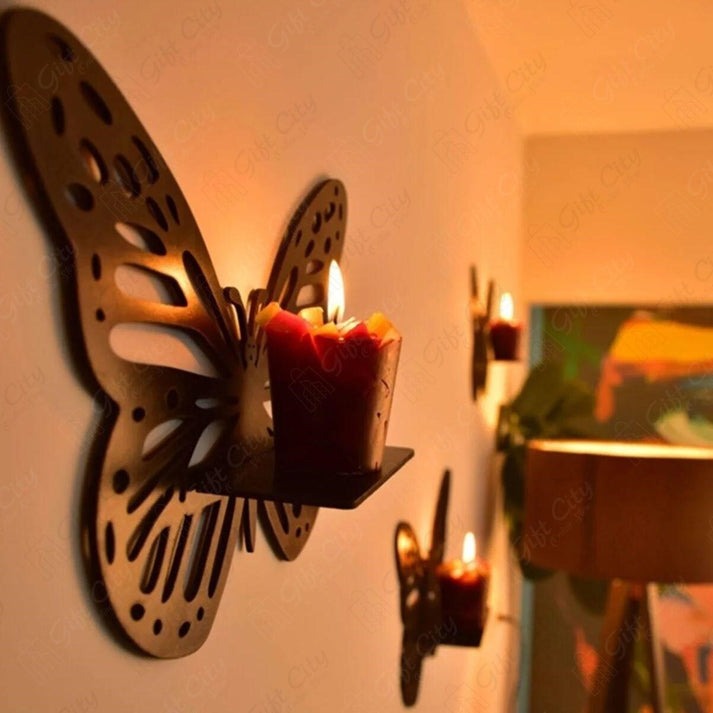 3PCs Wooden Butterfly Wall Hanging Frame
