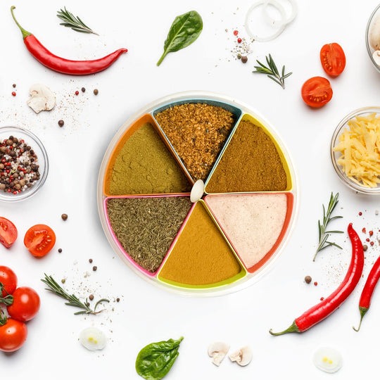 6 Cell Colorful Spice Rack Set.