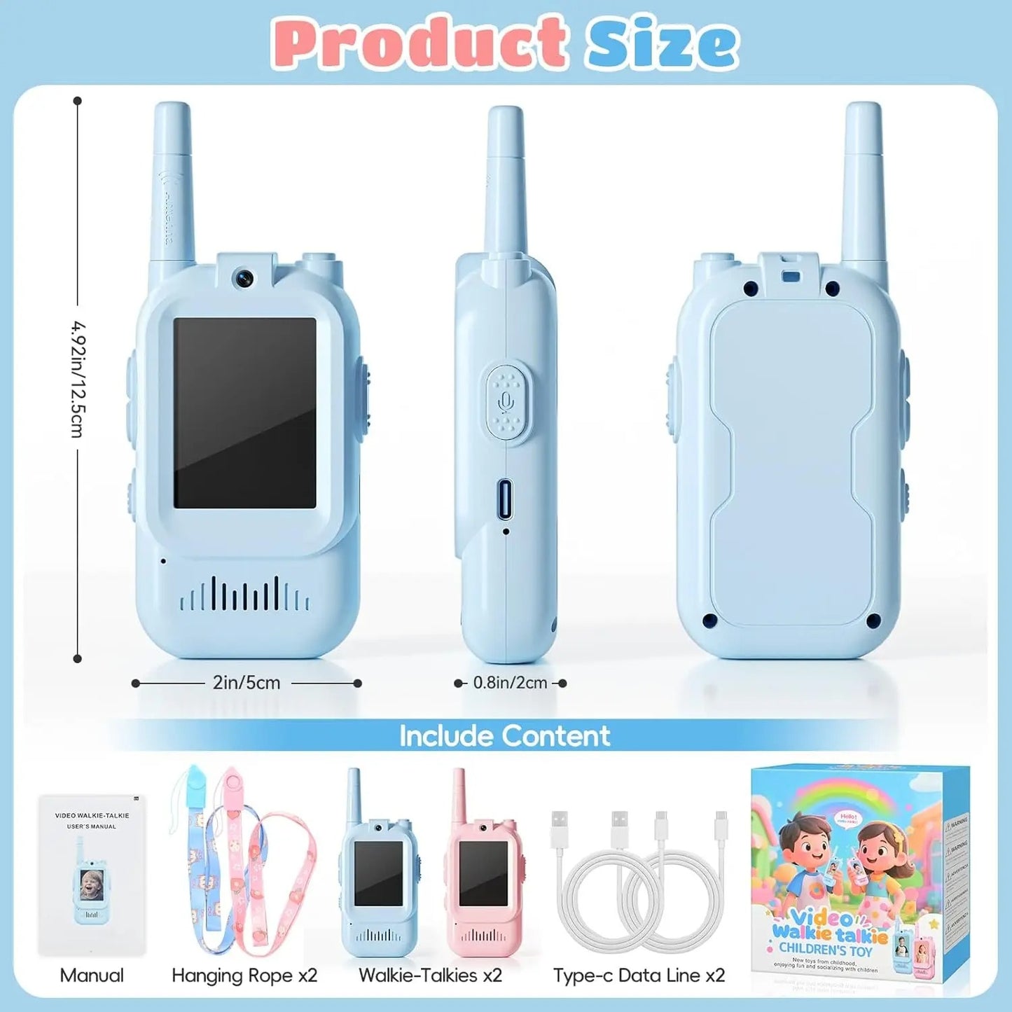 Rechargeable Video Walkie Talkie for Kids