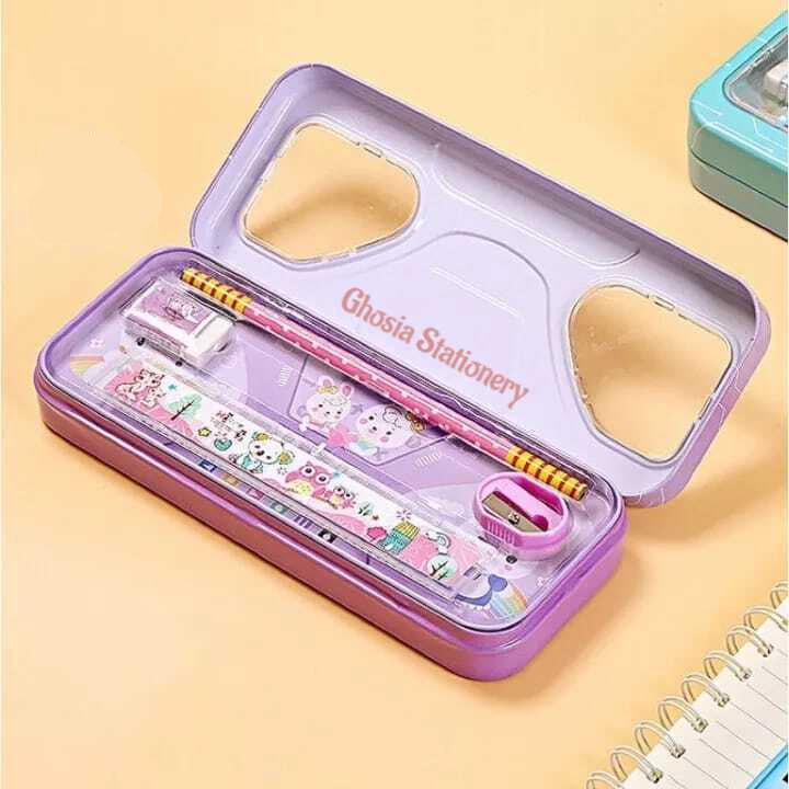 Metal Pencil Box with Stationery