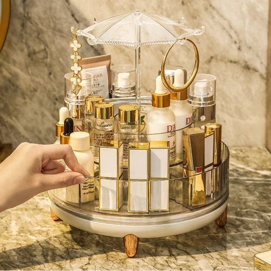360 Rotating Acrylic Umbrella Cosmetic Organizer