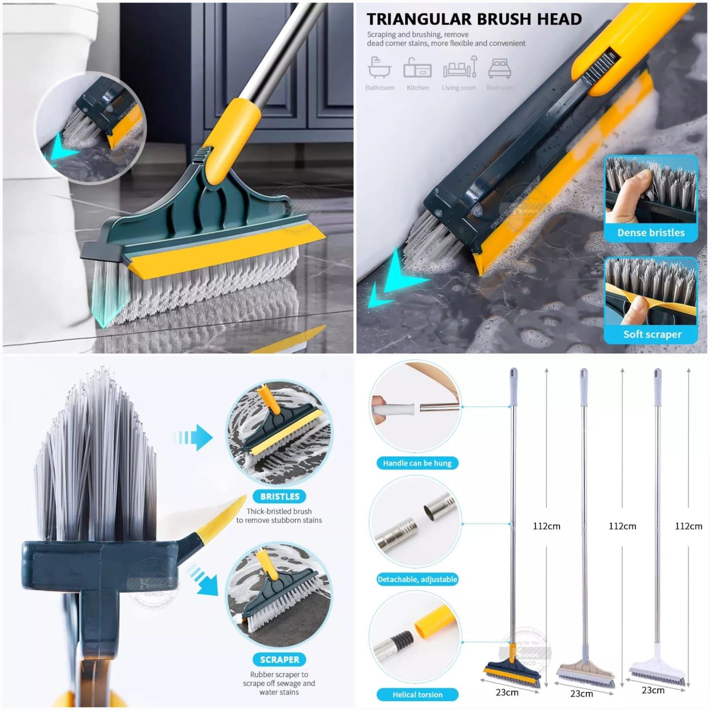 2 In 1 Floor Scrub Cleaning Brush With Removable Long Handle. - Easy Wholesale