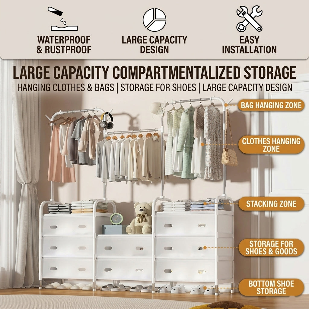 Portable Bedroom Coat & Drying Rack