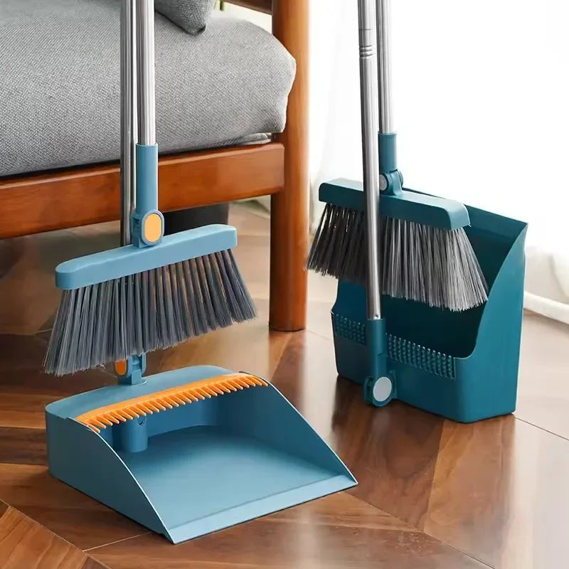 Household Broom And Dustpan with Long Steel Handle