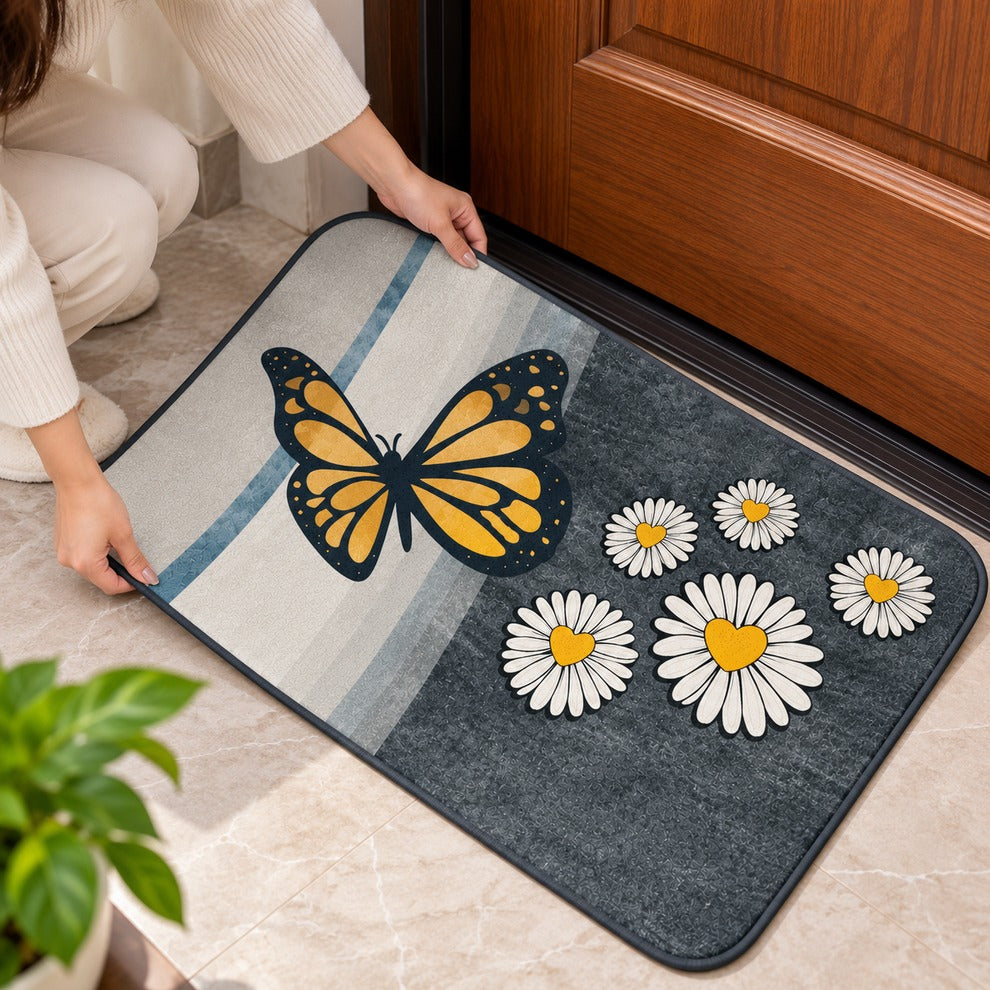 Elegant Floral Butterfly Door Mat (Random Design)