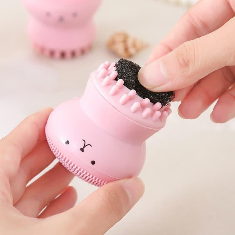 Silicone Design Octopus Shape Facial Sponge Cleansing Brush, Face Pore Cleaner, Acne & Oil Removal