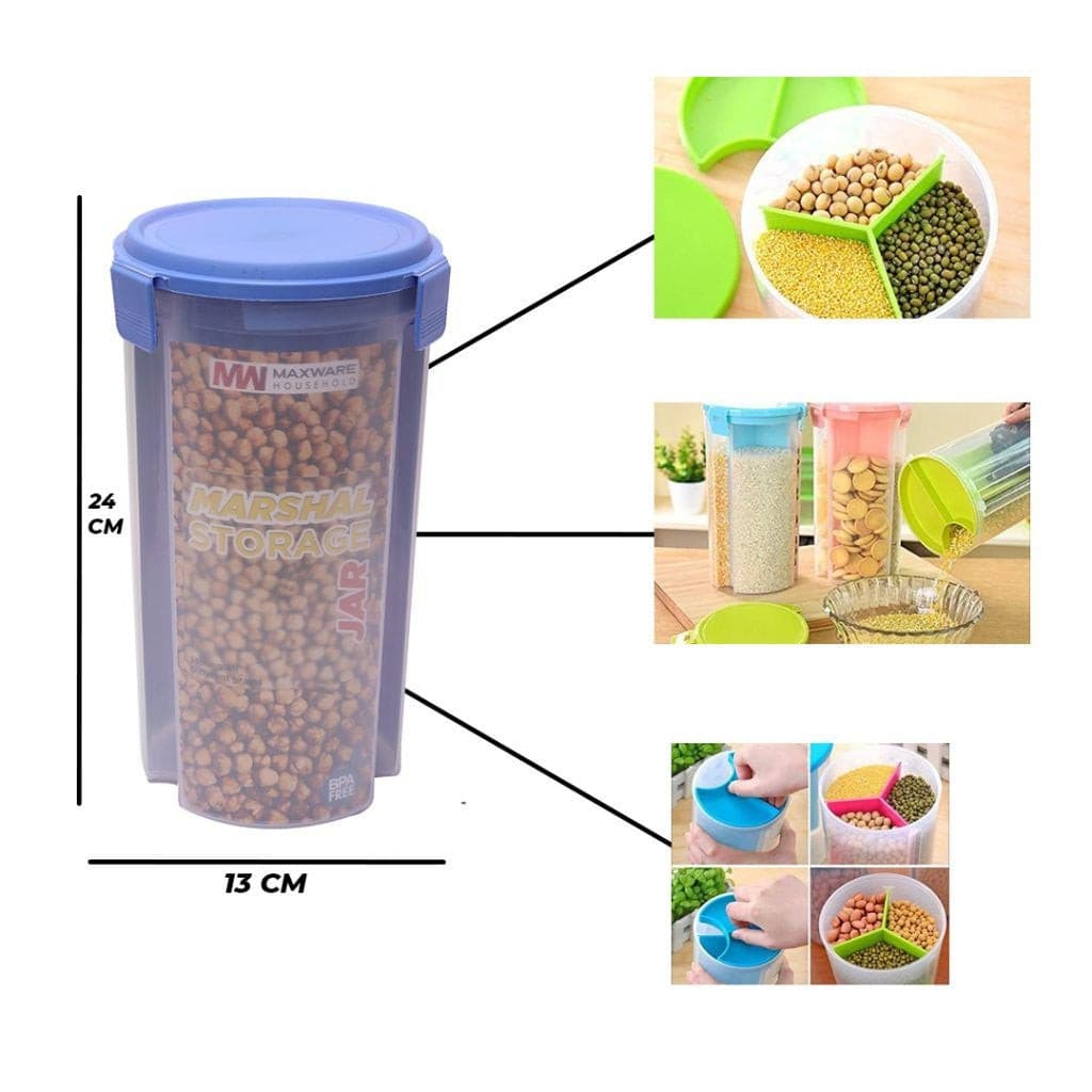 3 Portions Air Tight Storage Container for Multipurpose Use - Easy Wholesale