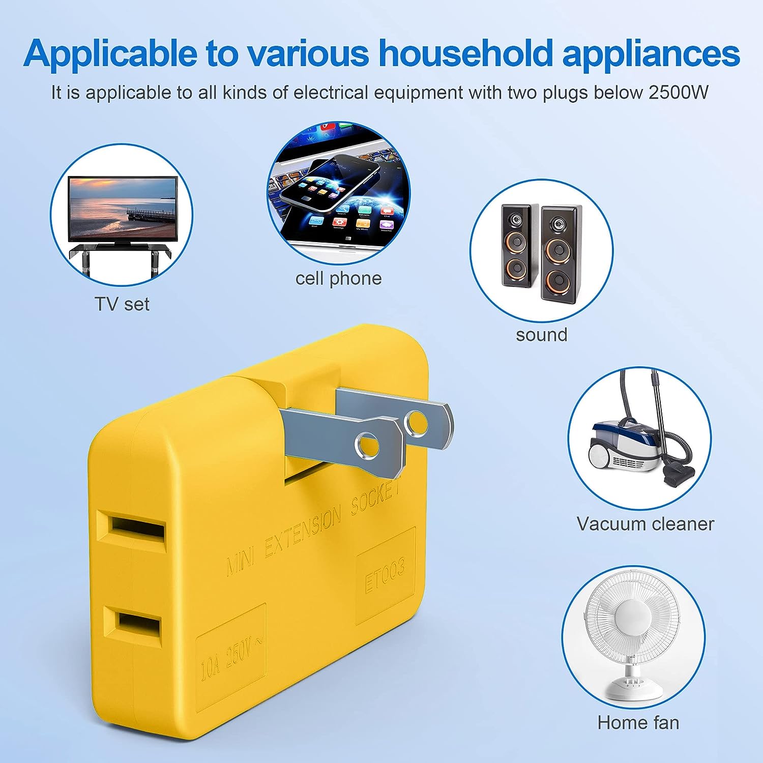 3 Way Flat Plug Adapter Power Plug. - Easy Wholesale