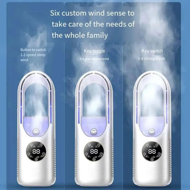 Desktop Bladeless Mist Fan with Digital Display