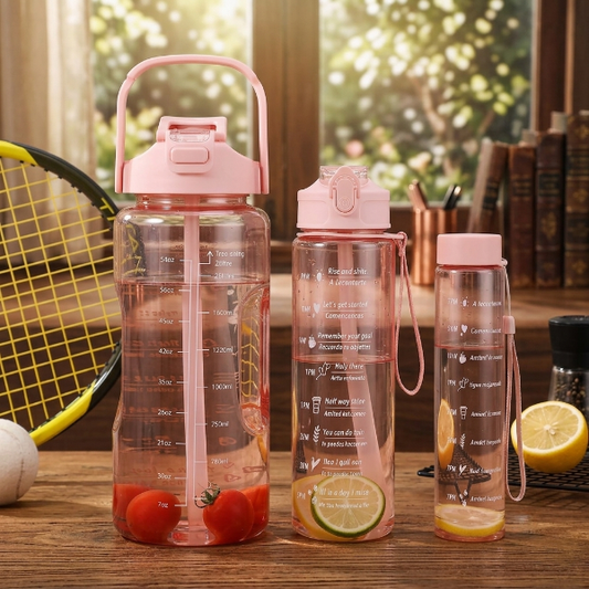 3Pcs Time Track Leakproof Water Bottle