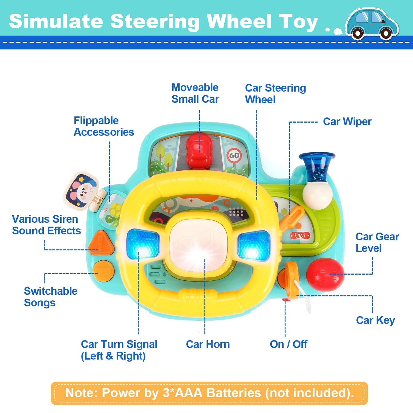 Kids Musical Steering Wheel Toy