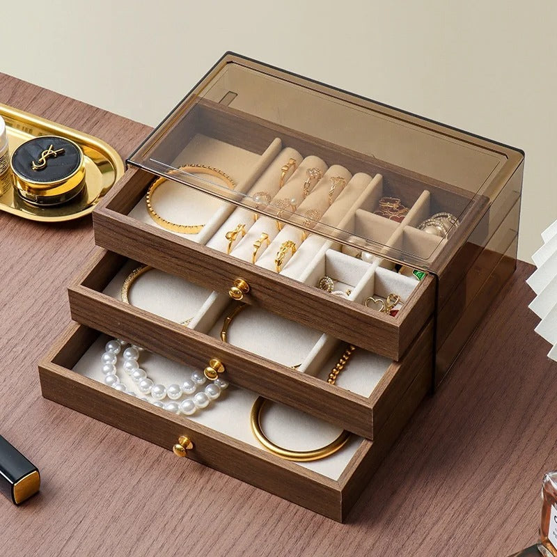 3 Layer Premium Wooden Jewelry Organizer Box