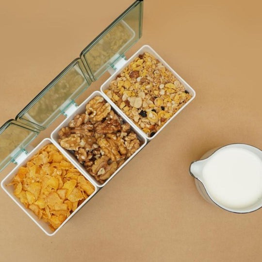 3 Compartment Spice Box with Lid & Spoon