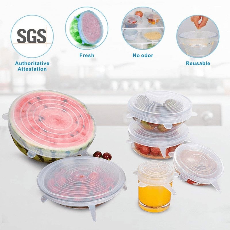 6 Pieces Silicon Lids - Easy Wholesale