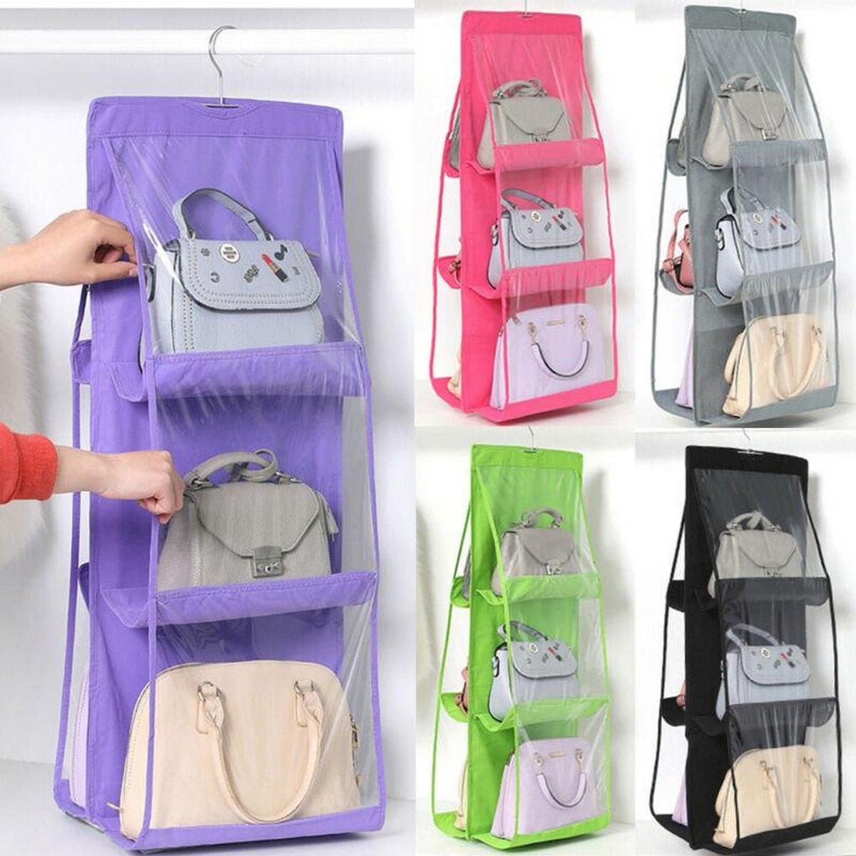 6 Pocket Double Sided Hand Bag / Purse Organizer - Easy Wholesale