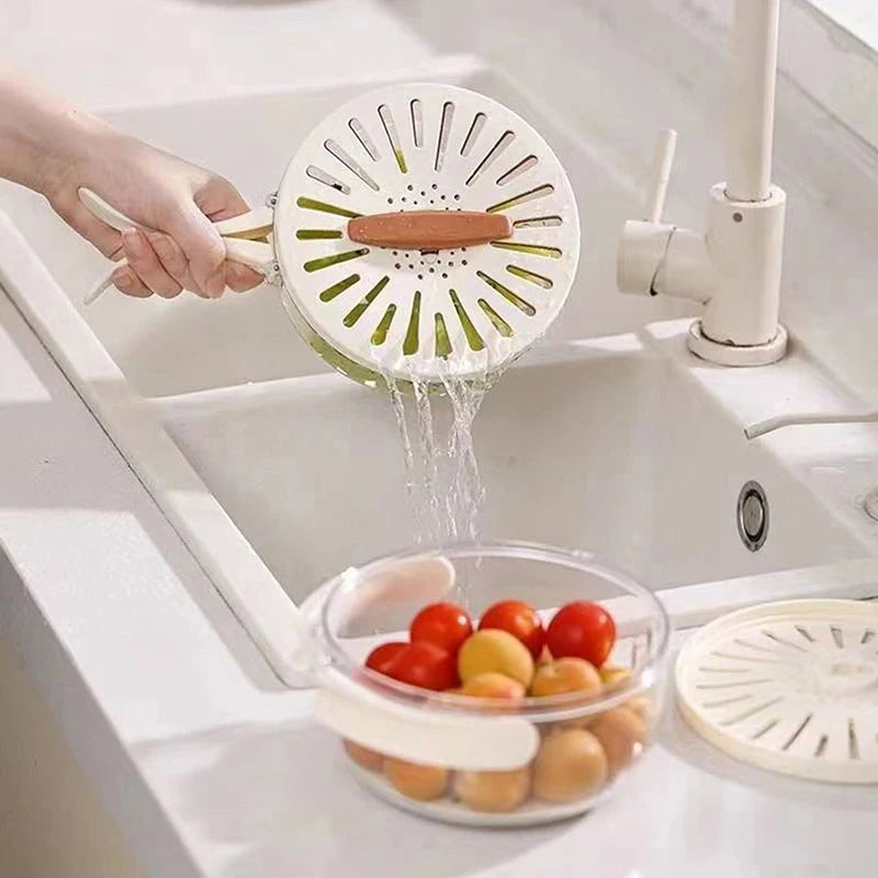 Multifunctional Fruit and Veggie Washing Bowl With Lid