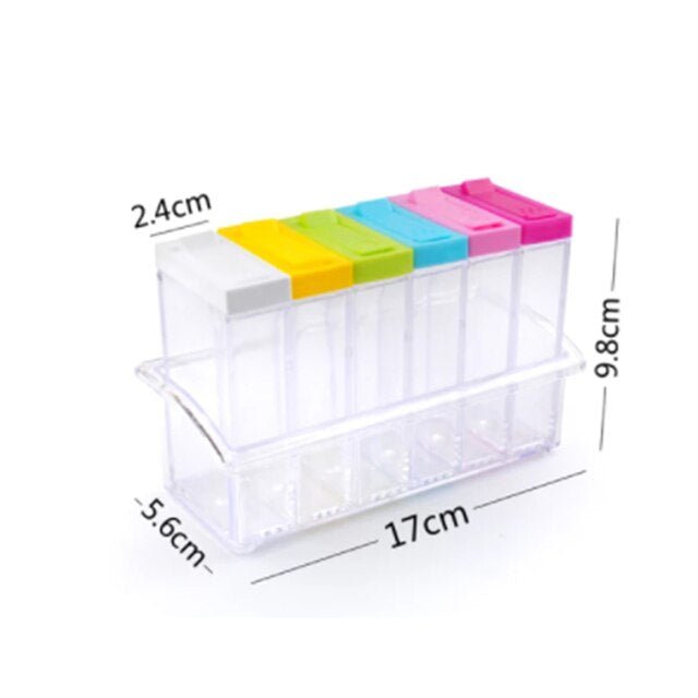 6Pcs Spice Jar Set Home Storage Container with Tray Rack. - Easy Wholesale