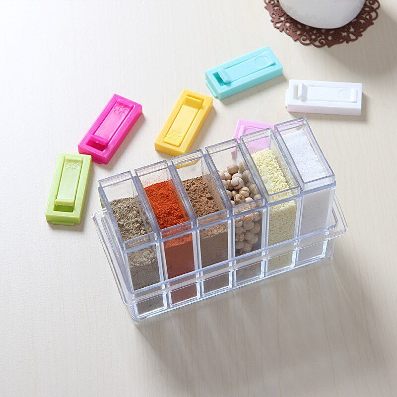 6Pcs Spice Jar Set Home Storage Container with Tray Rack. - Easy Wholesale