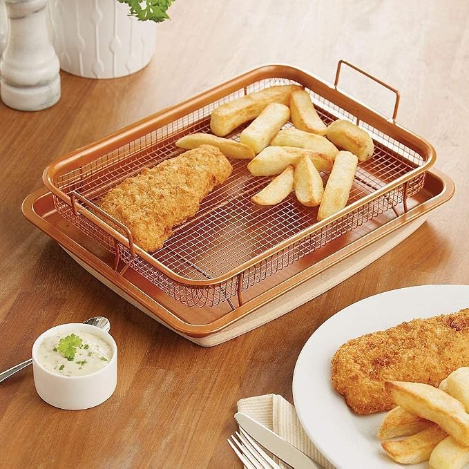 2PCs Copper Non-Stick Crispy Fry Tray