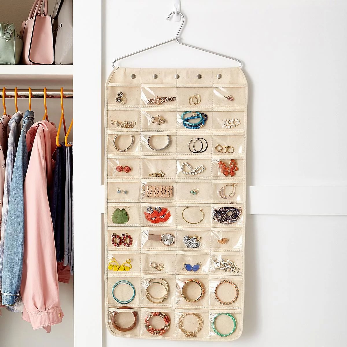 80 Pockets Clear PVC Double-sided Hanging Storage Bag. - Easy Wholesale