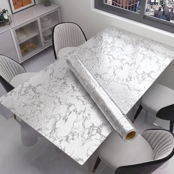 Self Adhesive Silver Texture Marble Sheet
