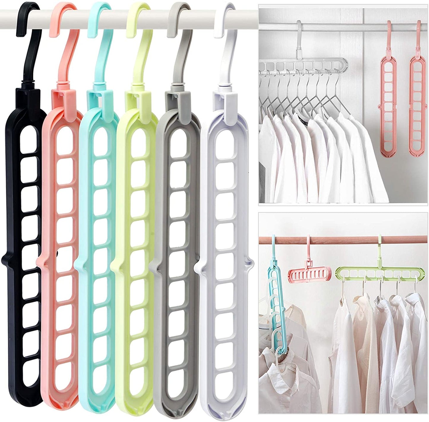 9 Hole Magic Rotating Hanger | Smart Cloth Organizer - Easy Wholesale