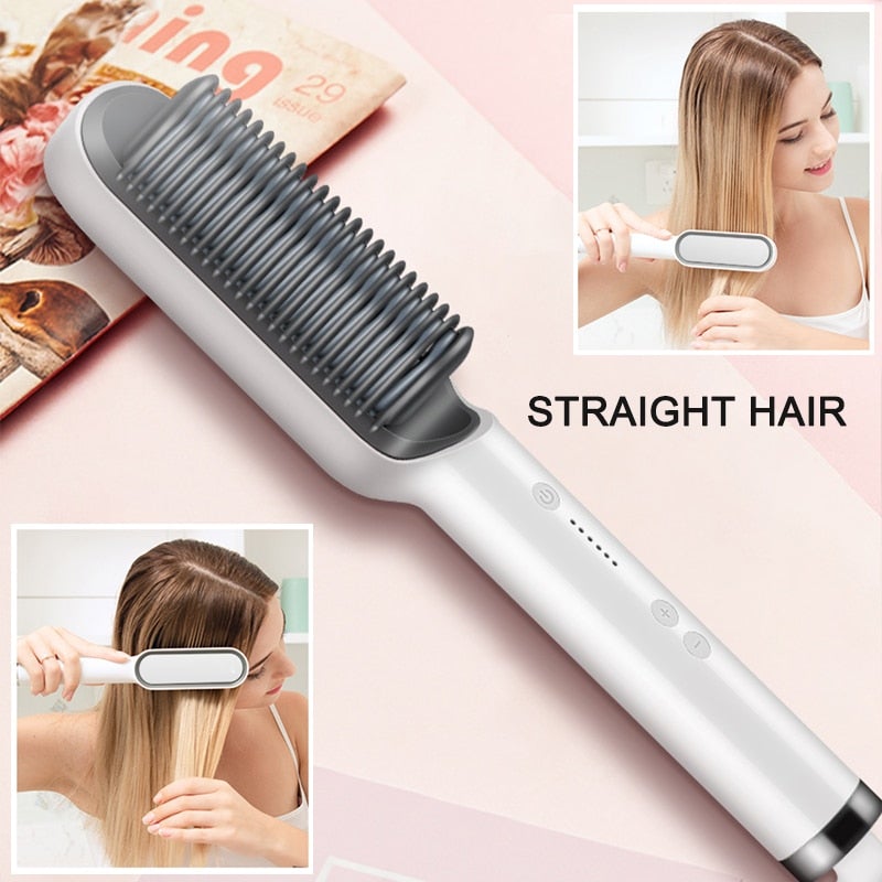 909 Hair Straightener - Ceramic Heated Hair Brush - Easy Wholesale