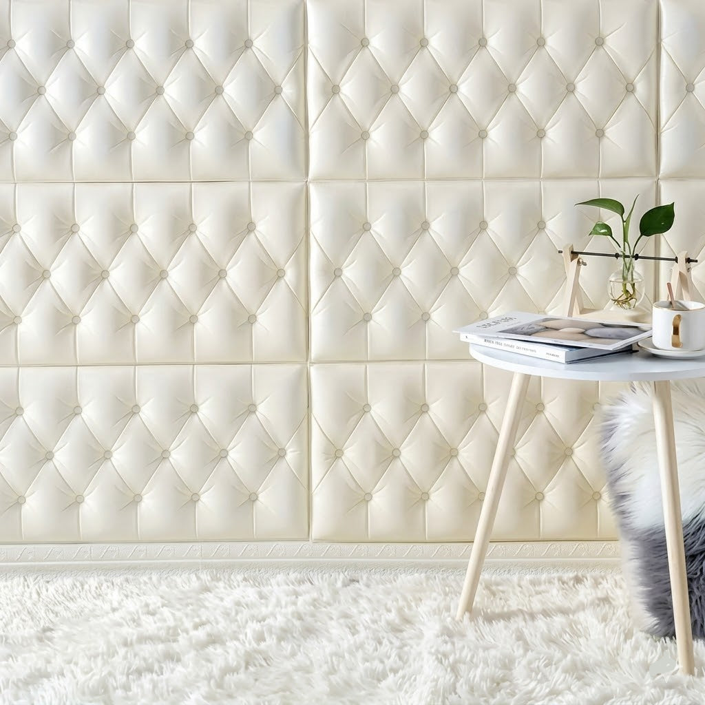 Self Adhesive 3D Fomic Wall Sticker - Off-White (28 x 14 Inch)