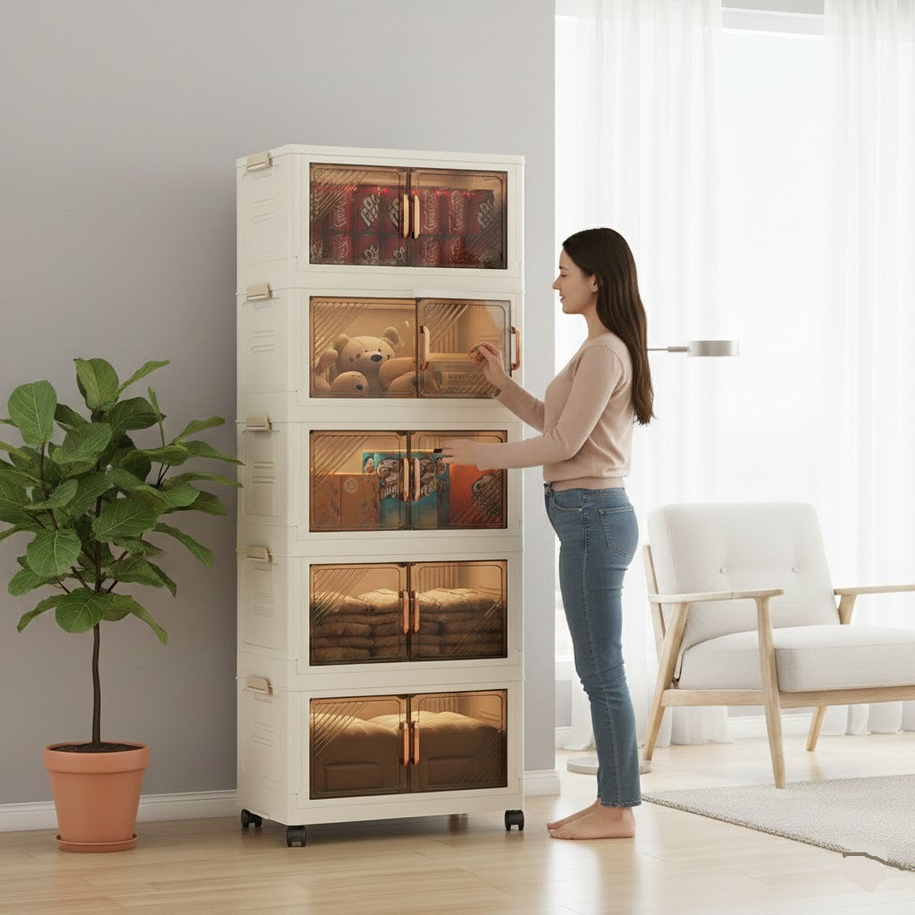 5 Layer Storage Cabinet with Transparent Doors