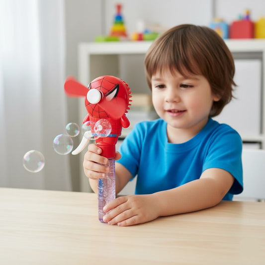 Cartoon Character Mini Hand Fan With Bubble Wand